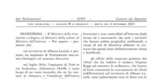 Rifiuti, FdI Albano “presentata interrogazione parlamentare sulla riapertura della discarica di Roncigliano”
