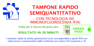 Servizio tamponi rapidi alla clinica Madonna delle Grazie di Velletri volantino