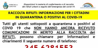 A Lanuvio per la raccolta differenziata un numero dedicato ai costretti in quarantena locandina