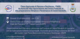 Castel Gandolfo: Presentazione intervento di rigenerazione del Centro Federale di alta preparazione Olimpica e Paralimpica