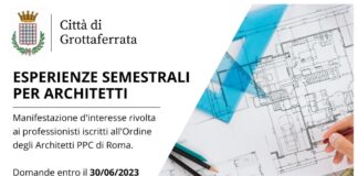 Grottaferrata – Il Comune in convezione con l’Ordine degli Architetti di Roma ricerca professionisti per esperienze formative semestrali