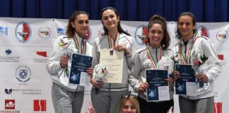 Frascati Scherma, la squadra di fioretto con Berretta, Genovese, Memoli e Puglia promossa in serie A