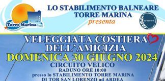 Lo Stabilimento Torre Marina di Tor San Lorenzo presenta Veleggiata costiera dell’amicizia