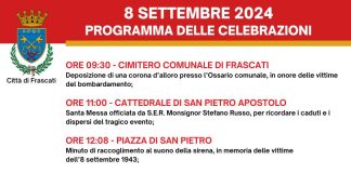 Commemorazione dell’81° anniversario del bombardamento di Frascati domenica 8 settembre 2024