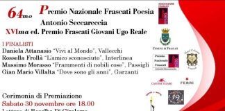 La cerimonia di premiazione della 64 ma edizione del Premio Nazionale Frascati Poesia Antonio Seccareccia