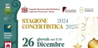 Capranica Prenestina, si rinnova il tradizionale appuntamento con il Concerto di Capodanno presso il Tempio della Maddalena