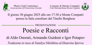 Lunedì 30 giugno la presentazione di Poesia e Racconti a Monte Compatri