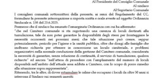 Marco Comandini Segretario del Circolo PD Marino Centro: “Nella nostra città neanche i morti riposano in pace, a meno che non si paghi per la seconda volta, per una seconda sistemazione. Vanno costruiti urgentemente loculi”
