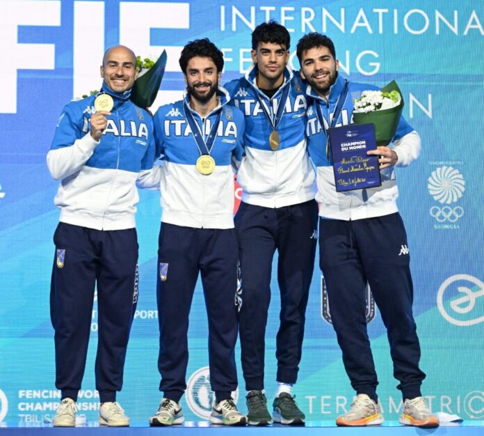 CHAMPIONSHIPS In photo:BIANCHI Guillaume FOCONI Alessio MACCHI Filippo MARINI Tommaso photo by Augusto Bizzi / FIE