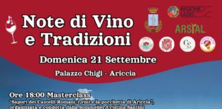 Ariccia, domenica 21 settembre a Palazzo Chigi spazio a “Note di Vino e Tradizioni”