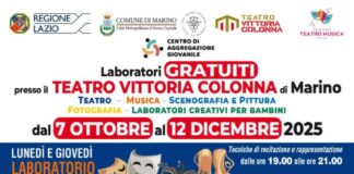 Al via i Laboratori gratuiti al Teatro “Vittoria Colonna” a Marino, Teatro, Musica, Fotografia, Videomaker e tanto altro