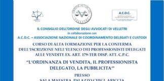 Ariccia, a Palazzo Chigi il corso nazionale per i professionisti delegati alle vendite giudiziarie